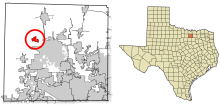 Áreas incorporadas del condado de Denton en Texas Krum destacado.svg