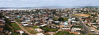 Panoramablick auf die Innenstadt von Alfaro und den Fluss Guayas, Durán, Guayas