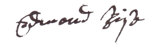 Signature of Edmund Rice on a 1659 land survey record of his estate purchase of the "Dunster Farm" property near Old Connecticut Path in old Sudbury. 