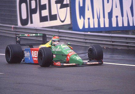 Pirro driving for Benetton at the 1989 Belgian Grand Prix.