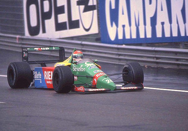 Pirro driving for Benetton at the 1989 Belgian Grand Prix.