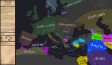 Europe in the year 700 BC, during the Iron Age Europe-In-700BC.png