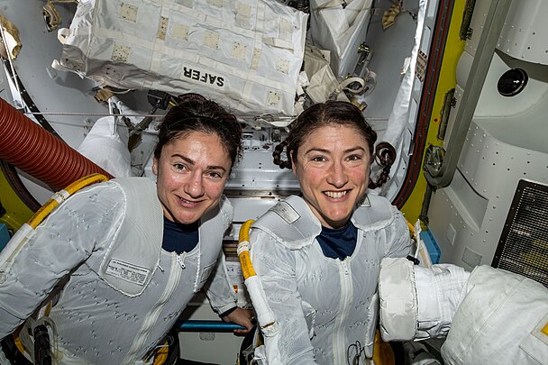 Astronauts Christina Koch (on the right) and Jessica Meir (on the left).