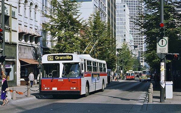 A trolley bus on the old mall in 1985