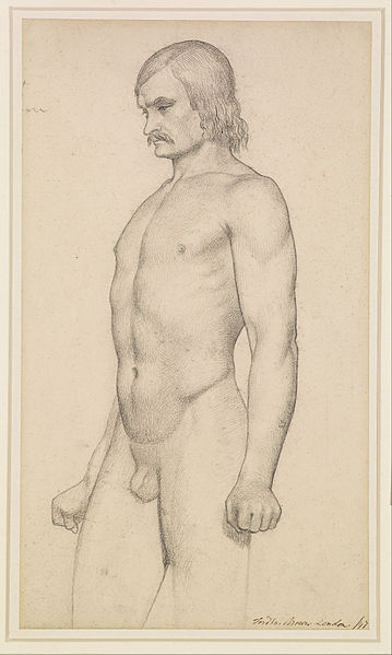 File:Ford Madox Brown - Male Nude - Academic Study, three-quarter length Nude, with Moustache and clenched Fists - Google Art Project.jpg