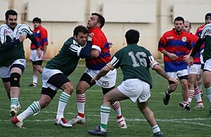 Rugby league is noted for its hard physical play. Ftwins.jpg