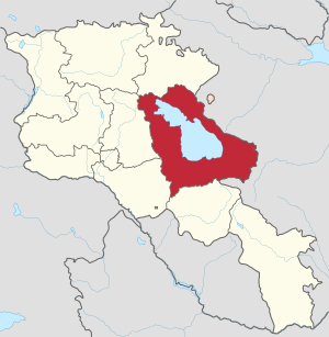 Armenia's Gegharkunik Province shown in red