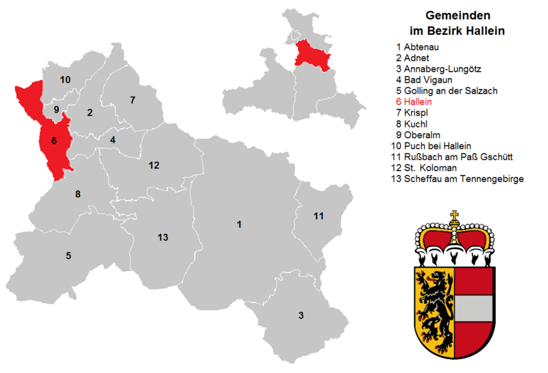 File:Gemeinden im Bezirk Hallein.png