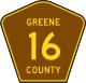 Greene County Route 16 sign in Catskill / Adirondack colors, Hunter, NY.