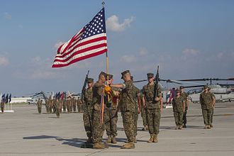 Marine Light Attack Helicopter Squadron 467 casing colors in June 2016 HMLA-467 deactivation ceremony.jpg