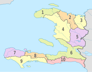 Departments of Haiti Haiti, administrative divisions - Nmbrs - colored.svg