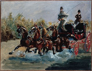 Carriage driving Form of competitive horse driving in harness with two or four wheeled carriages