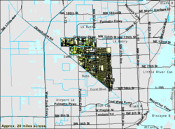 Carte du US Census Bureau montrant les limites de la ville avant l'annexion la plus récente