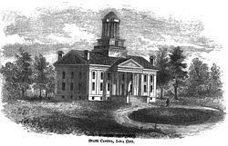 Iowa Capitol in 1855 Iowa old capitol 1855.jpg