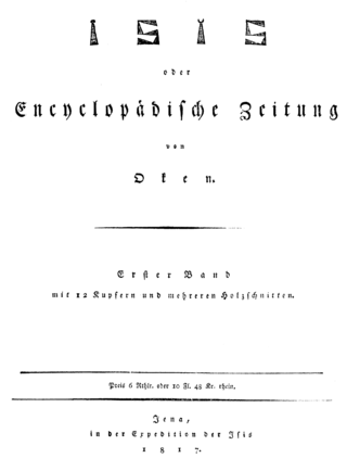 <span class="mw-page-title-main">Isis (journal, 1816)</span> German encyclopedic journal