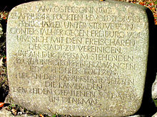 Gedenkstein am Jägerbrunnen in Freiburg-Günterstal