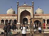 Jami' Masjid, also known as a Jama Masjid situated in Delhi, India. This is the largest mosque in India and was begun by Shah Jahan in 1650 and completed after six years at a cost of about ten lakhs of rupees.