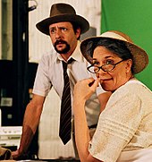 Jeanmarie Simpson with actor Judd Nelson on the set of A Single Woman, the film. Jeanmarie Simpson and Judd Nelson.jpg