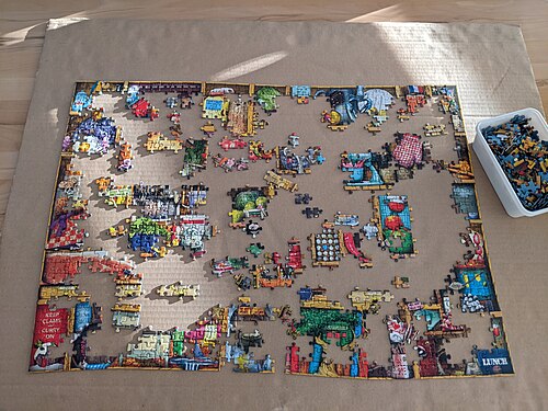 Jigsaw puzzle in progress
