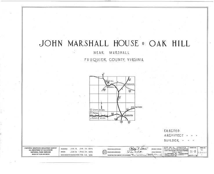 File:John Marshall House, U.S. Route 17 vicinity, Marshall, Fauquier County, VA HABS VA,31-MARSH.V,1- (sheet 0 of 34).tif