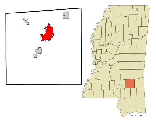 500px Jones County Mississippi Incorporated And Unincorporated Areas Laurel Highlighted.svg 