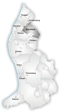 Ligging tussen de andere gemeenten van Liechtenstein