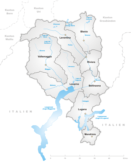 Districts of Ticino canton