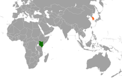 Map indicating locations of Kenya and South Korea