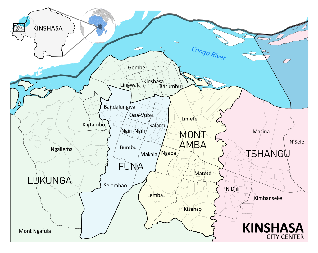 Kinshasa Districts Communes and Quarters (2021)