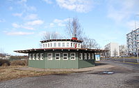 the only remaining building of the Hippodrome, the kiosk completed in 1948 Kupittaa Bryggman totokioski 1.jpg