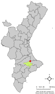 Localização do município de Lorcha na Comunidade Valenciana