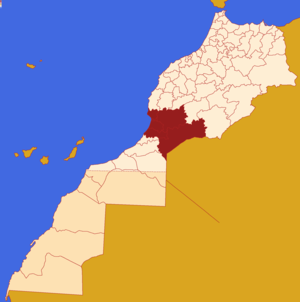 Localização da região em Marrocos. Sara Ocidental incluído.