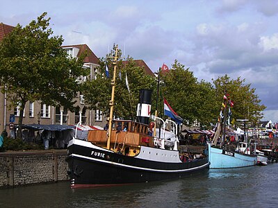 De stoomsleepboot Furie, die in 1976 een belangrijke rol speelde in de televisiebewerking van Hollands Glorie.