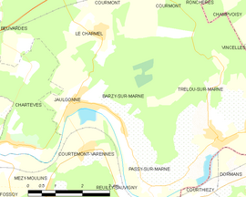 Mapa obce Barzy-sur-Marne