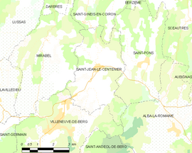 Mapa obce Saint-Jean-le-Centenier