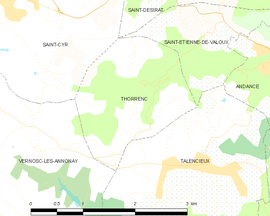 Mapa obce Thorrenc
