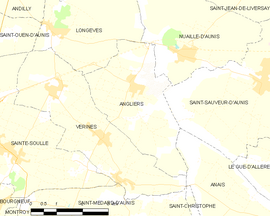 Mapa obce Angliers