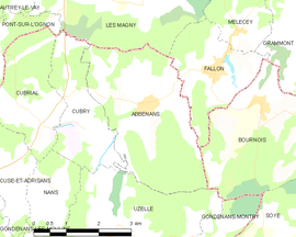 Mapa obce Abbenans