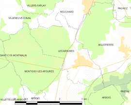Mapa obce Les Arsures