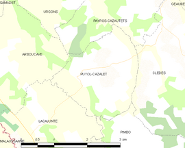 Mapa obce Puyol-Cazalet