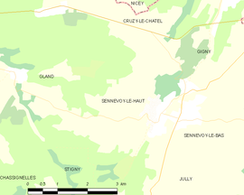 Mapa obce Sennevoy-le-Haut