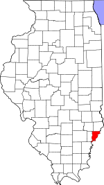 Map of Illinois highlighting Wabash County