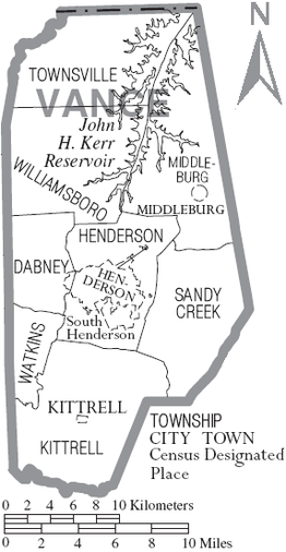 Kaart van Vance County