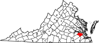 Округ Саррі на мапі штату Вірджинія highlighting