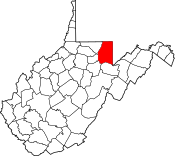Map of West Virginia highlighting Preston County.svg