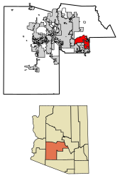 Location of Mesa in Maricopa County, Arizona