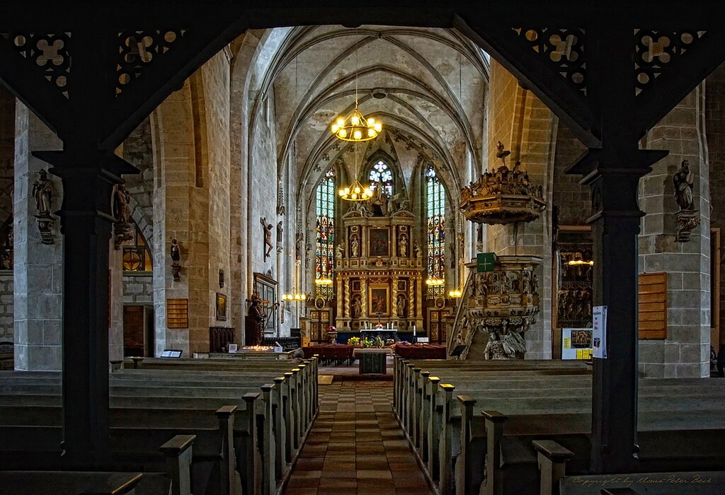 Marktkirche St. Benedikti, Innenraum, Blick zum Chor (Altstadt Quedlinburg)