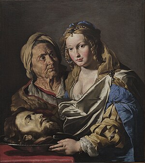 Salome with the Head of John the Baptist by Matthias Stom Matthias Stom - Salome with the head of St John the Baptist (cropped).jpg