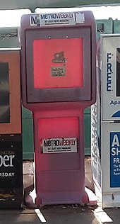 Metro Weekly dispenser at Huntington metro station Metro Weekly dispenser.jpg