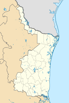 Mapa konturowa Tamaulipas, na dole znajduje się punkt z opisem „Ciudad Victoria”